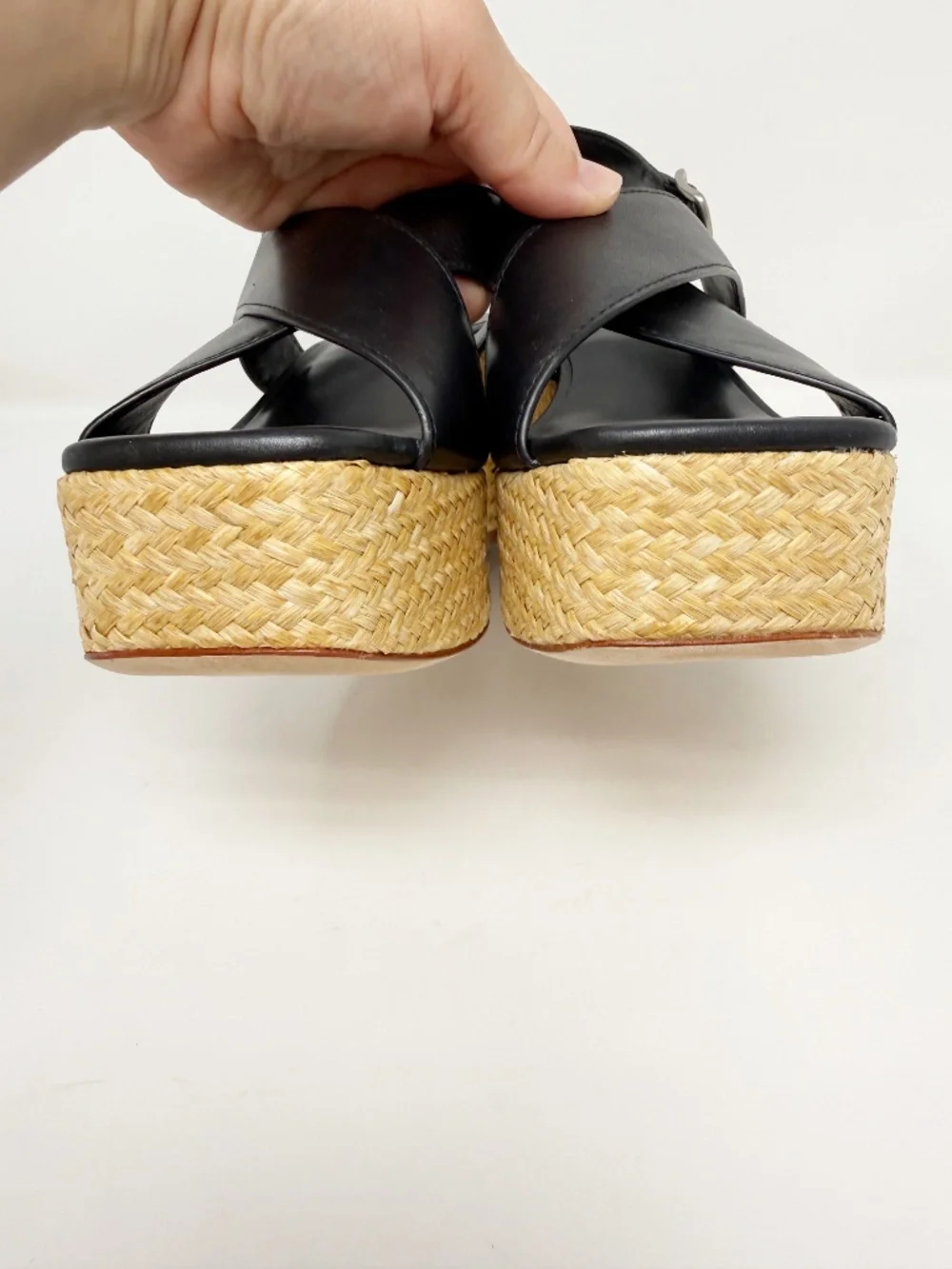 New Vince Clementina Leather Platform Sandal Black Sz 9